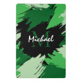 Penseelstreken tinten groene naam met monogram mini klembord (Achterkant)