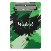 Penseelstreken tinten groene naam met monogram mini klembord (Voorkant)