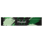Penseelstreken tinten groene naam met monogram naambordje (Voorkant)