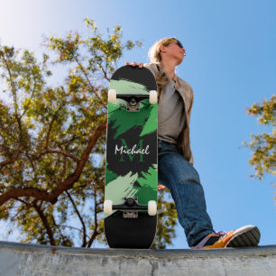 Penseelstreken tinten groene naam met monogram persoonlijk skateboard
