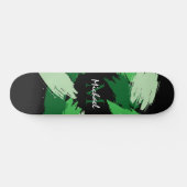 Penseelstreken tinten groene naam met monogram persoonlijk skateboard (Horizontaal)