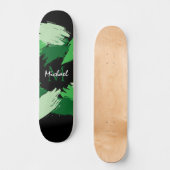 Penseelstreken tinten groene naam met monogram persoonlijk skateboard (Voorkant)