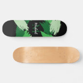 Penseelstreken tinten groene naam met monogram persoonlijk skateboard (Horizontaal)