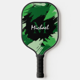 Penseelstreken tinten groene naam met monogram pickleball paddle