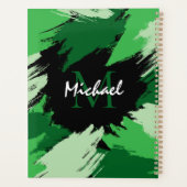 Penseelstreken tinten groene naam met monogram planner (Achterkant)