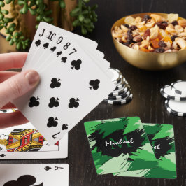 Penseelstreken tinten groene naam met monogram pokerkaarten