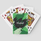 Penseelstreken tinten groene naam met monogram pokerkaarten (Achterkant)