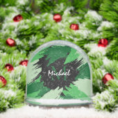 Penseelstreken tinten groene naam met monogram sneeuwbol (Kerstmis)