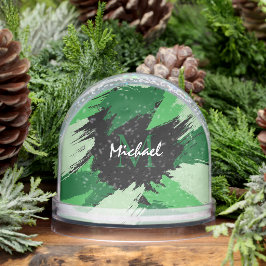 Penseelstreken tinten groene naam met monogram sneeuwbol