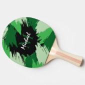 Penseelstreken tinten groene naam met monogram tafeltennisbatje (Zijkant)