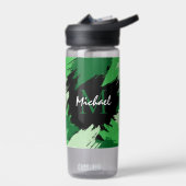 Penseelstreken tinten groene naam met monogram waterfles (Links)