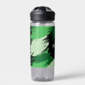 Penseelstreken tinten groene naam met monogram waterfles (Voorkant)