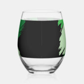 Penseelstreken tinten groene naam met monogram wijnglas zonder voet (Rechts)