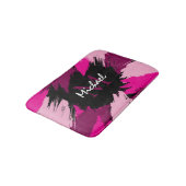 penseelstreken tinten hete roze naam met monogram badmat (Gekanteld)