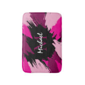 penseelstreken tinten hete roze naam met monogram badmat (Voorkant Verticaal)