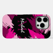 Penseelstreken tinten hete roze naam met monogram Case-Mate iPhone case (Achterkant (horizontaal))
