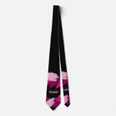 penseelstreken tinten hete roze naam met monogram stropdas (Voorkant)