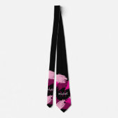 penseelstreken tinten hete roze naam met monogram stropdas (Achterkant)