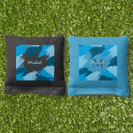 Penseelstreken tinten van blauwe naam met monogram