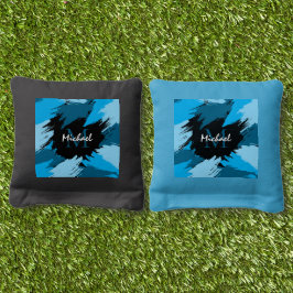 Penseelstreken tinten van blauwe naam met monogram