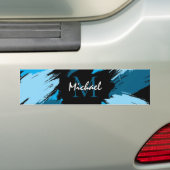 Penseelstreken tinten van blauwe naam met monogram bumpersticker (Op auto)