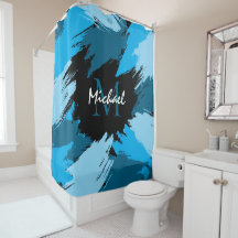 Penseelstreken tinten van blauwe naam met monogram