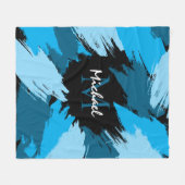 Penseelstreken tinten van blauwe naam met monogram fleece deken (Voorkant (Horizontaal))
