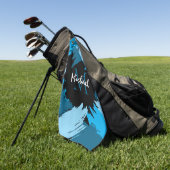 Penseelstreken tinten van blauwe naam met monogram golfhanddoek (Groen)