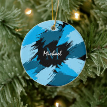 Penseelstreken tinten van blauwe naam met monogram