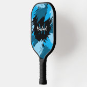 Penseelstreken tinten van blauwe naam met monogram pickleball paddle (Links)