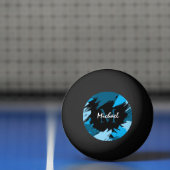 Penseelstreken tinten van blauwe naam met monogram pingpongbal (Net)