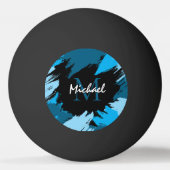 Penseelstreken tinten van blauwe naam met monogram pingpongbal (Voorkant)