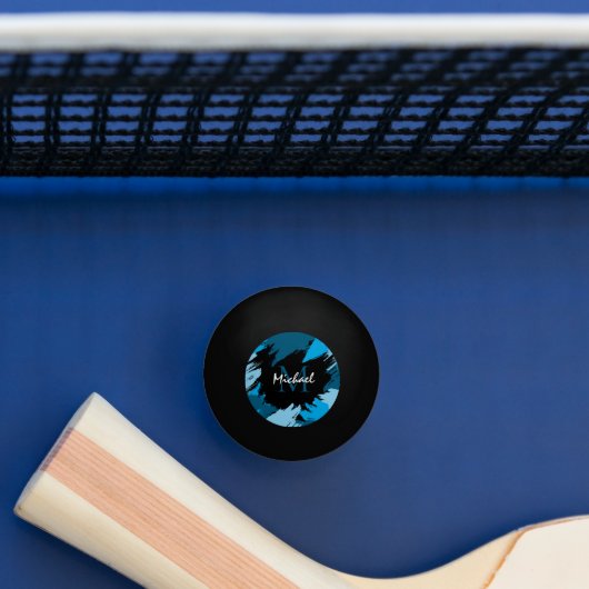 Penseelstreken tinten van blauwe naam met monogram pingpongbal (Tafel)