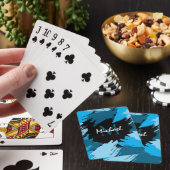 Penseelstreken tinten van blauwe naam met monogram pokerkaarten (Insitu)