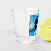 Penseelstreken tinten van blauwe naam met monogram shot glas (Links)