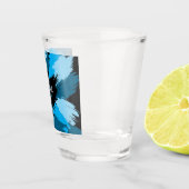 Penseelstreken tinten van blauwe naam met monogram shot glas (Rechts)