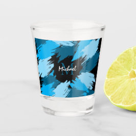 Penseelstreken tinten van blauwe naam met monogram shot glas