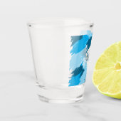 Penseelstreken tinten van blauwe naam met monogram shot glas (Links)