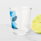 Penseelstreken tinten van blauwe naam met monogram shot glas (Rechts)