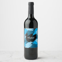 Penseelstreken tinten van blauwe naam met monogram