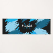 Penseelstreken tinten van blauwe naam met monogram yogamat (Voorkant (horizontaal))