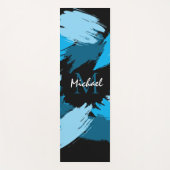 Penseelstreken tinten van blauwe naam met monogram yogamat (Voorkant)