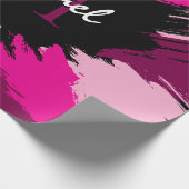 Penseelstreken tinten van hete roze naam met monog cadeaupapier (Hoek)