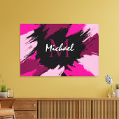 Penseelstreken tinten van hete roze naam met monog canvas afdruk (Insitu (Woonkamer))