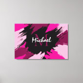 Penseelstreken tinten van hete roze naam met monog canvas afdruk (Voorkant)
