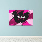 Penseelstreken tinten van hete roze naam met monog canvas afdruk (Insitu (Houten vloer))
