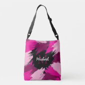 Penseelstreken tinten van hete roze naam met monog crossbody tas (Achterkant)