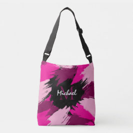 Penseelstreken tinten van hete roze naam met monog crossbody tas