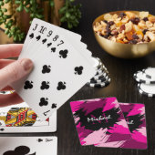 Penseelstreken tinten van hete roze naam met monog pokerkaarten (Insitu)