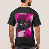 Penseelstreken tinten van hete roze naam met monog t-shirt (Achterkant)